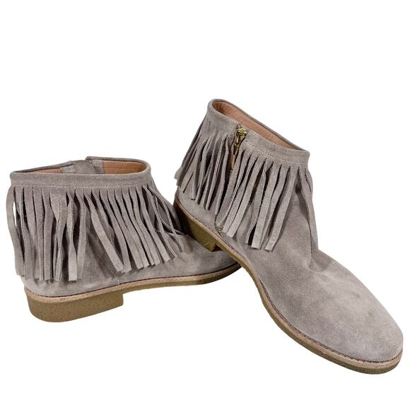 Kate Spade Betsie Suede Fringe Ankle Boots 10.5 M Gray Boho Folk Western Used - Picture 1 of 11